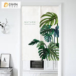 DIHIN HOME Tropical Banana Leaves Printed Japanese Noren Doorway Curtain Tapestry,Cotton Linen,Door Way Curtain Door Hanging Tapestry,33.5''Wx59''L,1 Panel