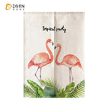 DIHIN HOME Tropical Flamingo Printed Japanese Noren Doorway Curtain Tapestry,Cotton Linen,Door Way Curtain Door Hanging Tapestry,33.5''Wx59''L,1 Panel