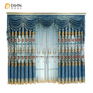 DIHINHOME Home Textile European Curtain Copy of DIHIN HOME Beige Exquisite Embroidered Valance ,Blackout Curtains Grommet Window Curtain for Living Room ,52x84-inch,1 Panel