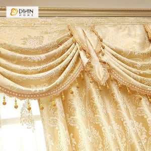 DIHINHOME Home Textile European Curtain Custom Order (Custom Order )DIHIN HOME Beige Noble Elegant Embroidered Valance ,Blackout Curtains Grommet Window Curtain for Living Room