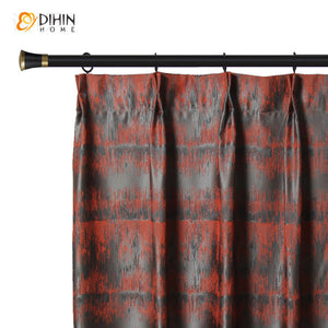 DIHINHOME Home Textile European Curtain DIHIN HOME American Retro Brick Red Jacquard,Blackout Grommet Window Curtain for Living Room ,52x63-inch,1 Panel