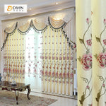 DIHINHOME Home Textile European Curtain DIHIN HOME Beige High Quality Embroidered Valance ,Blackout Curtains Grommet Window Curtain for Living Room ,52x84-inch,1 Panel