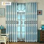 DIHINHOME Home Textile European Curtain DIHIN HOME Blue Elegant Embroidered，Blackout Grommet Window Curtain for Living Room ,52x63-inch,1 Panel
