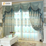 DIHINHOME Home Textile European Curtain DIHIN HOME Blue Flowers Noble Elegant Embroidered Valance ,Blackout Curtains Grommet Window Curtain for Living Room ,52x84-inch,1 Panel