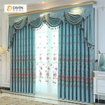 DIHINHOME Home Textile European Curtain DIHIN HOME Blue High Quality Embroidered Valance ,Blackout Curtains Grommet Window Curtain for Living Room ,52x84-inch,1 Panel