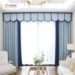 DIHINHOME Home Textile European Curtain DIHIN HOME Blue Wave Embroidered Valance,Blackout Curtains Grommet Window Curtain for Living Room ,52x84-inch,1 Panel