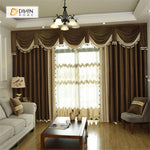 DIHINHOME Home Textile European Curtain DIHIN HOME Brown and Grey Valance ,Blackout Curtains Grommet Window Curtain for Living Room ,52x84-inch,1 Panel
