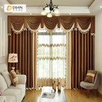 DIHINHOME Home Textile European Curtain DIHIN HOME Brown Velvet Exquisite Valance ,Blackout Curtains Grommet Window Curtain for Living Room ,52x84-inch,1 Panel