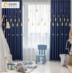 DIHINHOME Home Textile European Curtain DIHIN HOME Cartoon Blue Color Moon and Star Embroidered,Blackout Grommet Window Curtain for Living Room ,52x63-inch,1 Panel
