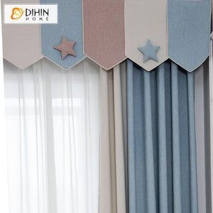 DIHIN HOME Cartoon Striped Curtain High Quality Valance ,Blackout Curtains Grommet Window Curtain for Living Room ,52x84-inch,1 Panel