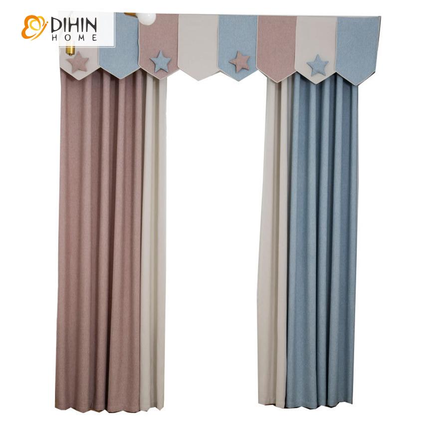 DIHIN HOME Cartoon Striped Curtain High Quality Valance ,Blackout Curtains Grommet Window Curtain for Living Room ,52x84-inch,1 Panel