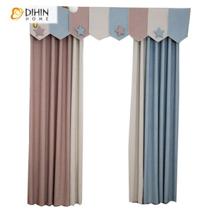 DIHIN HOME Cartoon Striped Curtain High Quality Valance ,Blackout Curtains Grommet Window Curtain for Living Room ,52x84-inch,1 Panel