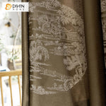 DIHIN HOME Classic Garden High-precision Jacquard Curtain,Blackout Curtains Grommet Window Curtain for Living Room ,52x63-inch,1 Panel