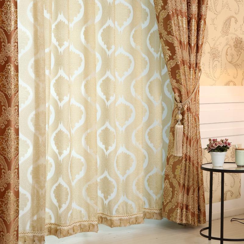 DIHINHOME Home Textile European Curtain DIHIN HOME Coffee European Blackout Curtain Luxury Valance For Living Room