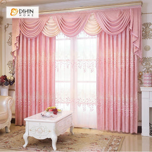 DIHINHOME Home Textile European Curtain DIHIN HOME Cute Love Embroidered，Blackout Grommet Window Curtain for Living Room ,52x63-inch,1 Panel