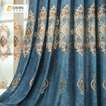 DIHINHOME Home Textile European Curtain DIHIN HOME Dark Blue Luxury Embroidered Valance ,Blackout Curtains Grommet Window Curtain for Living Room ,52x84-inch,1 Panel