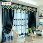 DIHINHOME Home Textile European Curtain DIHIN HOME Dark Color Velvet Exquisite Valance ,Blackout Curtains Grommet Window Curtain for Living Room ,52x84-inch,1 Panel