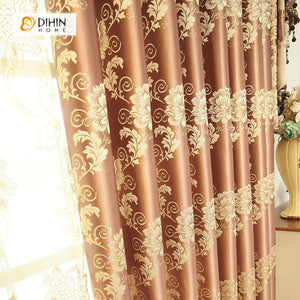 DIHINHOME Home Textile European Curtain DIHIN HOME Elegant Embroidered Valance ,Blackout Curtains Grommet Window Curtain for Living Room ,52x84-inch,1 Panel