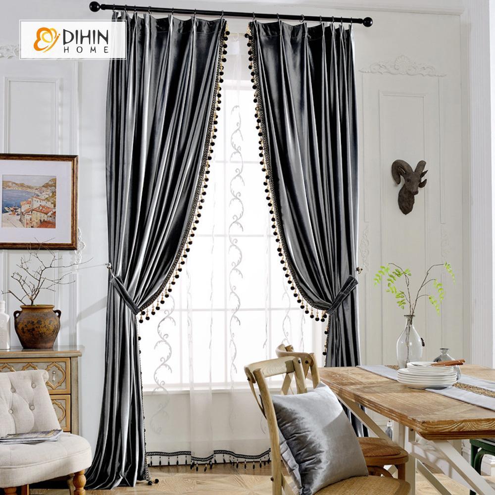 DIHINHOME Home Textile European Curtain DIHIN HOME Elegant Solid Grey,Blackout Curtains Grommet Window Curtain for Living Room ,52x84-inch,1 Panel