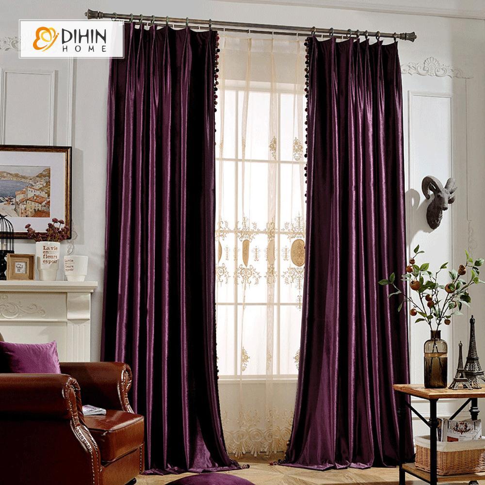 DIHINHOME Home Textile European Curtain DIHIN HOME Elegant Solid Purple,Blackout Curtains Grommet Window Curtain for Living Room ,52x84-inch,1 Panel
