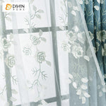 DIHINHOME Home Textile European Curtain DIHIN HOME Elegant White FLowers Embroidered,Blackout Curtains Grommet Window Curtain for Living Room ,52x84-inch,1 Panel