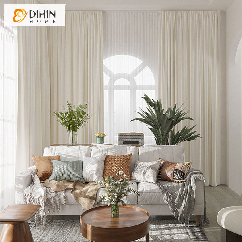 DIHINHOME Home Textile European Curtain DIHIN HOME Euroeapn Luxury Creamy White Velvet,Blackout Grommet Window Curtain for Living Room ,52x63-inch,1 Panel