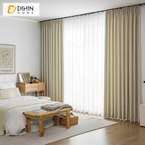 DIHINHOME Home Textile European Curtain DIHIN HOME European Beige Wood Grain,Blackout Grommet Window Curtain for Living Room ,52x63-inch,1 Panel