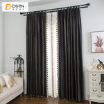 DIHINHOME Home Textile European Curtain DIHIN HOME European Black Velvet Fabric,Blackout Grommet Window Curtain for Living Room ,52x63-inch,1 Panel
