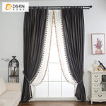 DIHIN HOME European Black Velvet Fabric,Blackout Grommet Window Curtain for Living Room ,52x63-inch,1 Panel