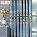 DIHINHOME Home Textile European Curtain DIHIN HOME European Blue Color Embroidered Curtains,Blackout Grommet Window Curtain for Living Room ,52x84-inch,1 Panel