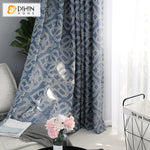 DIHIN HOME European Blue Color Jacquard Curtains,Grommet Window Curtain for Living Room ,52x63-inch,1 Panel