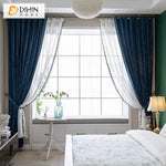 DIHIN HOME European Blue Velvet Curtains,Blackout Grommet Window Curtain for Living Room ,52x63-inch,1 Panel