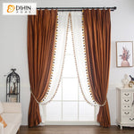 DIHIN HOME European Brown Velvet Fabric,Blackout Grommet Window Curtain for Living Room ,52x63-inch,1 Panel
