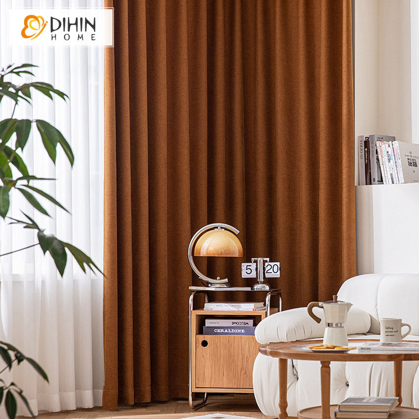 DIHINHOME Home Textile European Curtain DIHIN HOME European Caramel Velvet,Blackout Grommet Window Curtain for Living Room ,52x63-inch,1 Panel