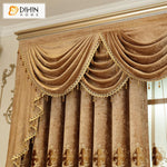 DIHIN HOME European Coffe Color Embroidery Valance ,Blackout Curtains Grommet Window Curtain for Living Room ,52x84-inch,1 Panel