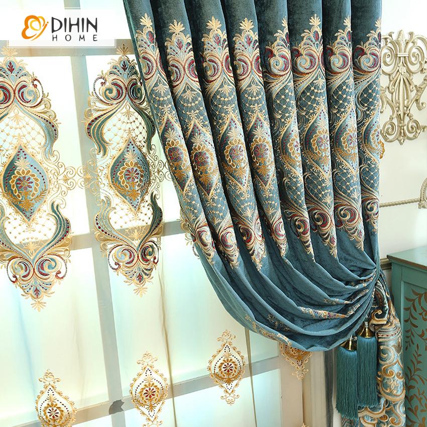 DIHIN HOME European Customized Curtains High Quality Valance ,Blackout Curtains Grommet Window Curtain for Living Room ,52x84-inch,1 Panel