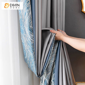 DIHINHOME Home Textile European Curtain DIHIN HOME European Fashion Jacquard,Blackout Grommet Window Curtain for Living Room ,52x63-inch,1 Panel