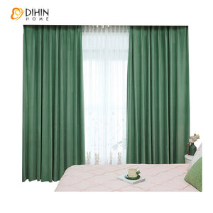 DIHINHOME Home Textile European Curtain DIHIN HOME European Green Velvet,Blackout Grommet Window Curtain for Living Room ,52x63-inch,1 Panel