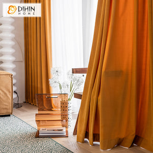 DIHIN HOME European High-end Hermes Orange Curtains,Grommet Window Curtain for Living Room ,52x63-inch,1 Panel