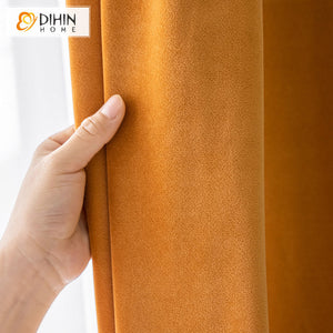 DIHINHOME Home Textile European Curtain DIHIN HOME European High-end Hermes Orange Curtains,Grommet Window Curtain for Living Room ,52x63-inch,1 Panel