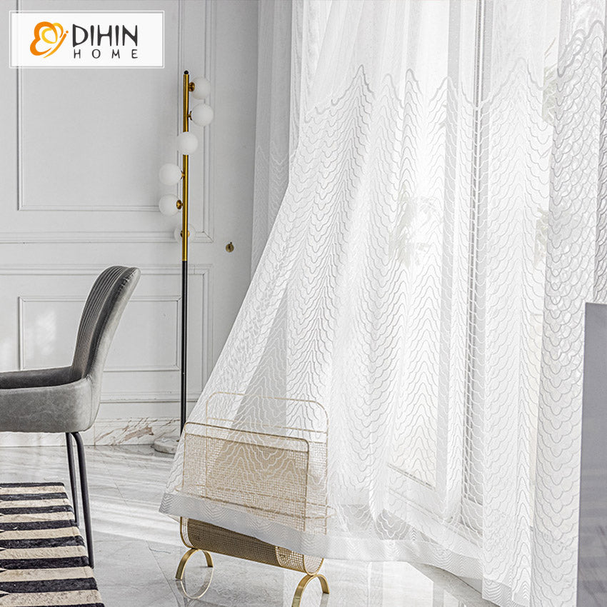 DIHINHOME Home Textile European Curtain DIHIN HOME European High-end Splicing Curtains With Lace,Grommet Window Curtain for Living Room ,52x63-inch,1 Panel