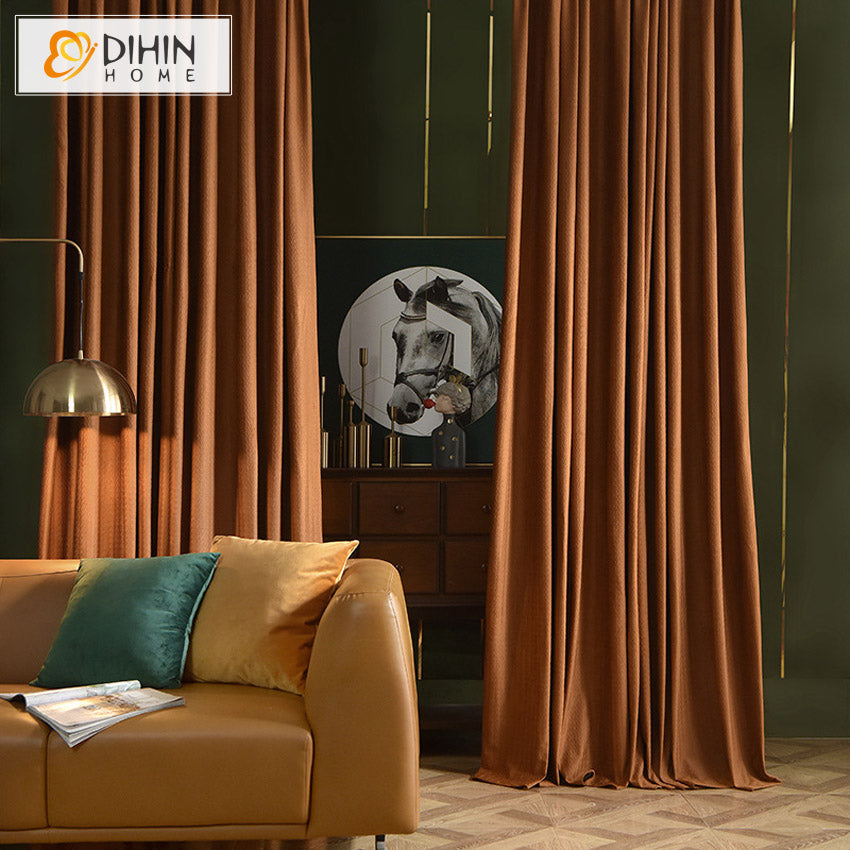 DIHINHOME Home Textile European Curtain DIHIN HOME European High-end Thick Embossed,Blackout Curtains Grommet Window Curtain for Living Room ,52x63-inch,1 Panel