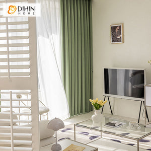 DIHINHOME Home Textile European Curtain DIHIN HOME European High Quality Velvet Matcha Green Color,Blackout Grommet Window Curtain for Living Room ,52x63-inch,1 Panel