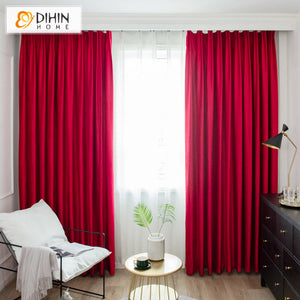 DIHINHOME Home Textile European Curtain DIHIN HOME European High Quality Velvet Red Color,Blackout Grommet Window Curtain for Living Room ,52x63-inch,1 Panel