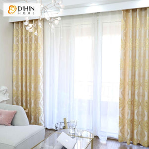 DIHIN HOME European Jacquard Curtains ,Blackout Grommet Window Curtain for Living Room ,52x63-inch,1 Panel