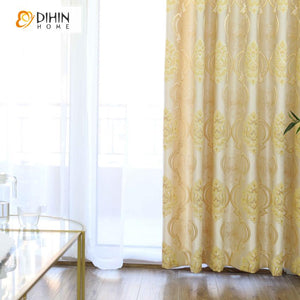 DIHIN HOME European Jacquard Curtains ,Blackout Grommet Window Curtain for Living Room ,52x63-inch,1 Panel