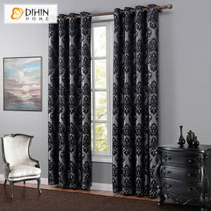 DIHIN HOME European Jacquard Curtains ,Blackout Grommet Window Curtain for Living Room ,52x63-inch,1 Panel