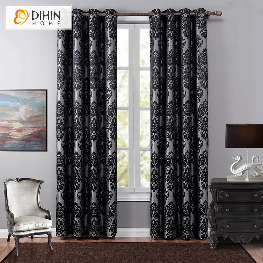 DIHIN HOME European Jacquard Curtains ,Blackout Grommet Window Curtain for Living Room ,52x63-inch,1 Panel