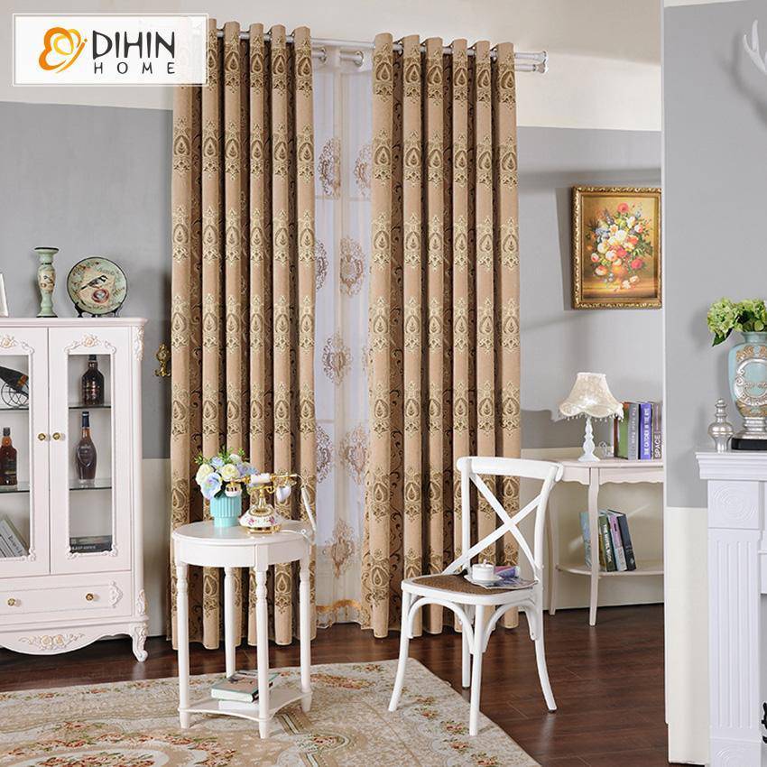 DIHIN HOME European Jacquard Sytle Thickness Fabric,Blackout Grommet Window Curtain for Living Room ,52x63-inch,1 Panel Roman Shades Curtains Window Blinds custom curtains blackout curtains curtains for living room sheer curtains curtain fabric linen curtains kitchen curtains velvet curtains pinch pleat curtains bay window curtains outdoor curtains pleated curtains floral curtains dining room curtains kitchen valances drapes for bedroom patio curtains nursery curtains grommet curtains
