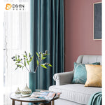 DIHIN HOME European Luxury Blue Color Velvet Fabric,Blackout Curtains Grommet Window Curtain for Living Room,52x63-inch,1 Panel